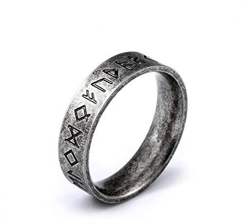 BlackAmazement 316L Edelstahl Ring Runen Wikinger Schriftzeichen Germanen 6mm Herren (65 (20.7))