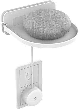 sciuU Universal Wall Mount, ABS Wall Shelf for Google Home mini, Google Wifi, Security Camera, Sonos, Speakers, Smart Home, Built-in Cable Organizer, Installation with 3M Adhesive or Screws, White