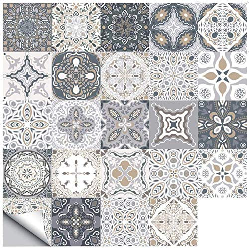 Piastrelle adesive da parete, 72 pezzi, autoadesive, per pavimenti, pareti, piastrelle fai da te, per cucina, soggiorno, bagno, decorazione per la casa (20 x 20 cm) (24)