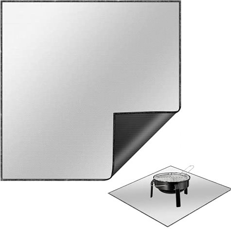 Tamfile Tapis de foyer carré de 101,6 cm - Grand tapis ignifuge pour cheminée - Pliable et résistant à la chaleur - Pour terrasse, herbe, camping, terrasse, jardin et pelouse à partir de braises