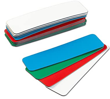 Magna-C® Beschreibbare Magnetschilder | 4 Farben | Magnetstreifen zum Beschriften | Abmessung 85 x 25 mm | feucht abwischbar | 20 Stück im Set
