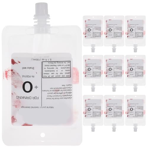 BESPORTBLE Halloween Blood Bags for Drinks: 10 Pack 150ML Reusable Blood Bag Drink Pouches, Halloween Party Drink Cups for Halloween Zombie Party Christmas Carnival Theme Party