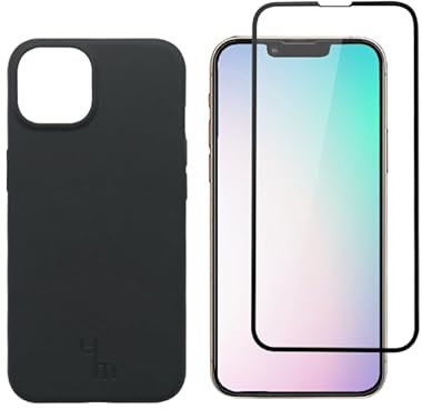 caseym Paquete de Funda Biodegradable para iPhone 13 y Protector de Pantalla, protección ecológica para teléfono, Color Negro Mate