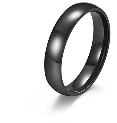 Gualiy Edelstahlring Breit, Eheringe aus Chirurgenstahl 316L mit 4MM Poliertes Band Ring für Herren und Damen Schwarz, Größe 54 (17.2)