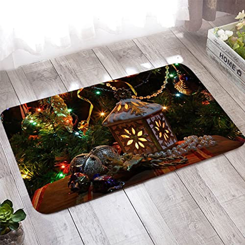 Bishilin Türmatte Innen Weihnachten 40x120, Badematte Badteppich rutschfest Waschbar Öllampe und Dekokugeln Muster Fußmatte Outdoor Teppich Wohnzimmer Kinderzimmer