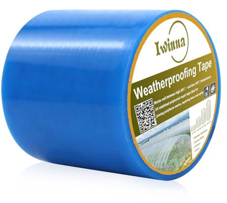 Iwinna Folienklebeband Klebeband für Gewächshausfolie, Blau Transparent Extra Stark PE Reparaturklebeband Klebeband für Gewächshaus Luftpolsterfolie Folientunnel (100-25)