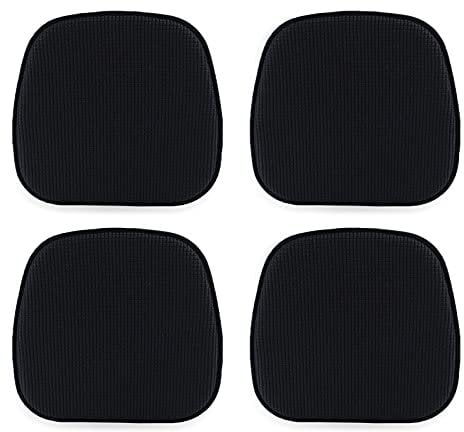 TANYOO 4er Set Stuhlkissen 40x38 cm Sitzkissen Stuhl mit Kariertem Samtbezug Rutschfestes Waschbares Sitzauflage für Stühle im Büro Outdoor Indoor Garten 15 x 16 Inches (Schwarz)