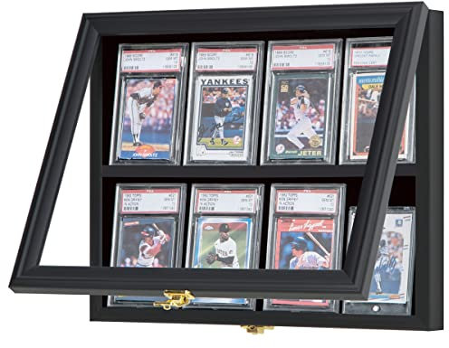 Verani Baseballkarten-Vitrine – 8 abgestufte Sportkartenrahmen – hält Sportkarten mit UV-Schutz, klare Sicht, abschließbarer Wandschrank für Fußball, Basketball, Hockey, Sammelkarte, klein