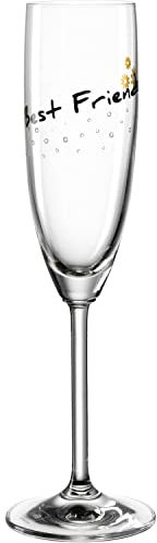 Leonardo Presente Sekt-Glas best friends, 1 Stück, spülmaschinenfestes Prosecco-Glas, Champagner-Kelch mit Schriftzug, Geschenk-Idee, 200 ml 044519