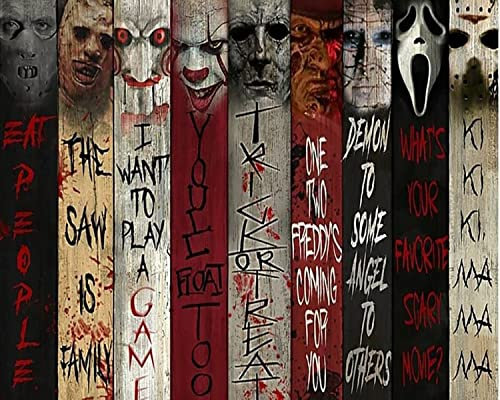 WANGMAOMAO Malen nach Zahlen für Erwachsene Kinder Schädel-Halloween-Horror-Paar 16x20 Zoll Leinen Leinwand Acryl DIY Number Painting Kits Wandkunst Dekor Geschenke-ohne Rahmen