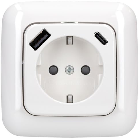 Busch-Jaeger 1x USB-Set alpinweiß: 1x 20 EUCBUSB-214 1x USB-Steckdose + 1x 2511-214 1-fach Rahmen