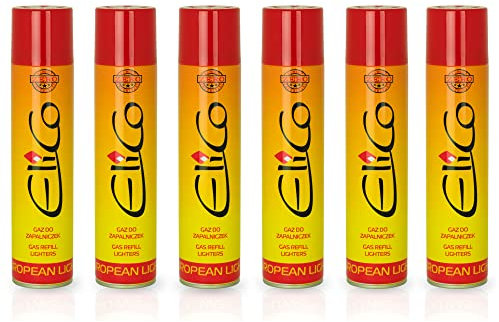 Lighter Feuerzeug Gas Nachfüller - Feuerzeuggas zum Nachfüllen, Butangas für Flambierbrenner, Sturmfeuerzeuge, Stabfeuerzeuge, Jetflammen – Butangas Nachfüllflasche mit Adapter (6 x 300ml)