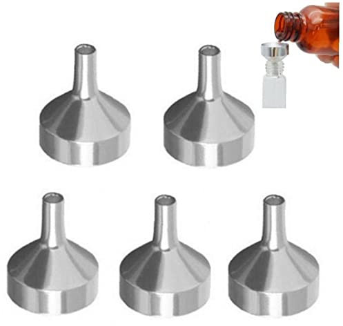 Haowul Mini Embudo De Metal De 5 Piezas, Embudo Pequeño para Llenar Botellas, Embudo Pequeño para Transferir Cosméticos, Aceites Esenciales, Perfume, Líquidos