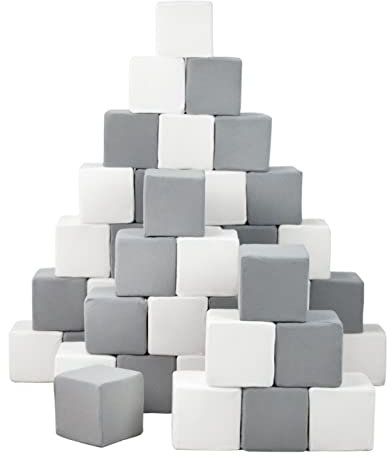 Velinda Pyramide-Set 45 Schaumstoffbausteine XXL-Softplay-Bausteine Krippensoftbaustein (Farbe: weiß,grau)