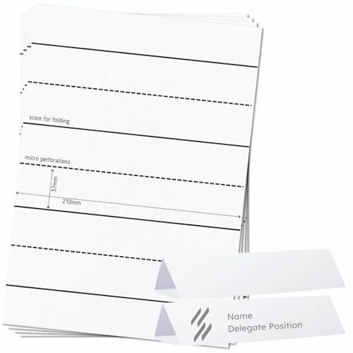 OfficeGear breite Klappkarten, 4-fach [55 Blatt – 220 Stück] – 37 × 210 mm – Bedruckbare Tischaufsteller aus 170 g/m² Karton – für Hotels, Gastronomie, Konferenzen, Events – inkl. Designvorlage