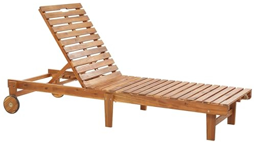 Gartenliege Akazienholz heller Holzfarbton klappbar verstellbar Pietralunga