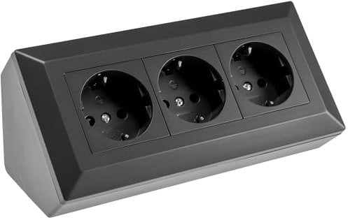 Base de Enchufe Delphi de 3 vías, Color Negro, 250V/16A, 3600W, Montaje en Superficie