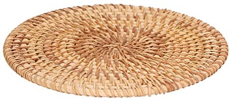 Woven Round Placemat,Natural Rattan Braid Hot Insulation Placemat,Hot pads,Kitchen Table Place Mats Heat Resistant Trivets,Boho placemat,Farmhouse placemats for Large Vessels Hot Dishes Pan Pot(18cm)