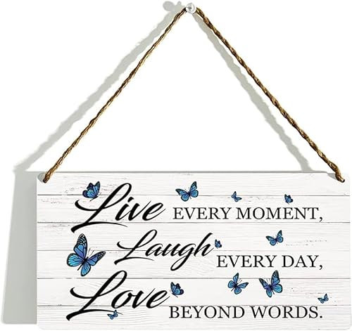 Live Laugh Love Schild, Always Kiss Me Goodnight Wandschild, Live Laugh Love Wanddekoration, Bauernhaus, Veranda, Land, Büro, Schlafzimmer, Heimdekoration, inspirierende Geschenke, 20,3 x 30,5 cm,