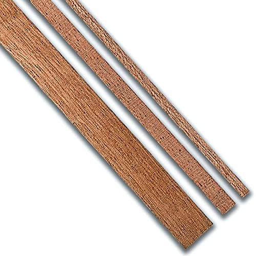 Paquete 6 listones madera Sapelly 1,5x7mm. 1 metro de longitud