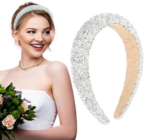 BOFUNX Damen Haarreif Glitzer Strass Haarreif Breit Haarband Stirnbänder für Frauen Mädchen Geburtstagsgeschenk Hochzeit Braut Haarschmuck