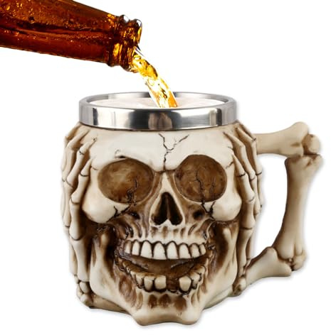 BAYINBROOK Jarra Cerveza, Taza Medieval, Taza de Cerveza Nórdica, Taza Acero Inoxidable, Jarras de Cerveza, Cáliz Medieval, Adaptado para Cerveza, Jugo de Frutas, Café, Etc. (A)