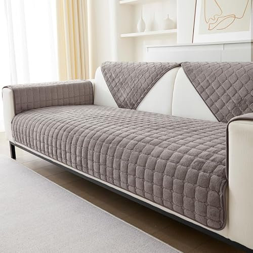 GKXLH Sofa überzug Waschbar - Neue Weiche Flanell Sofa Cover, rutschfeste Sofabezug 2 3 4 Sitzer Couch überzug Sofaüberwürfe für Sektionssofa, Sofa Bezug L Form Möbelschutz (Braun, 90x210cm)