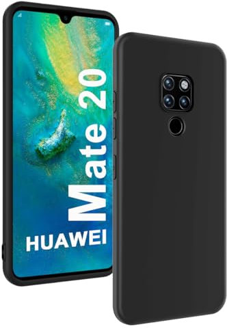 Losvick Hülle für Huawei Mate 20, Stoßfest Mat Schwarz, Handyhülle Ultra-Dünne Silikon, Schutzhülle Weiche TPU Flexibel Bumper Kratzfest case Black Slim - Schwarz