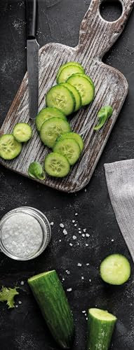 artissimo, Glasbild, 30x80cm, AG5450A, Essen und Trinken: Green kitchen I, Bild aus Glas, Küchendekoration, Wandbild Küche modern, Küchenbild schmal grün