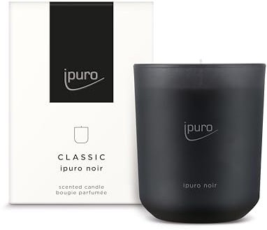 ipuro Classic dekorative Duftkerze - NOIR | Duftkerze im Glas mit Rose, Patschuli, Sandelholz, Eukalyptus & Kokosnuss Aroma | Kerzen mit langanhaltendem Duft | Raumduftkerze in schwarz 270g