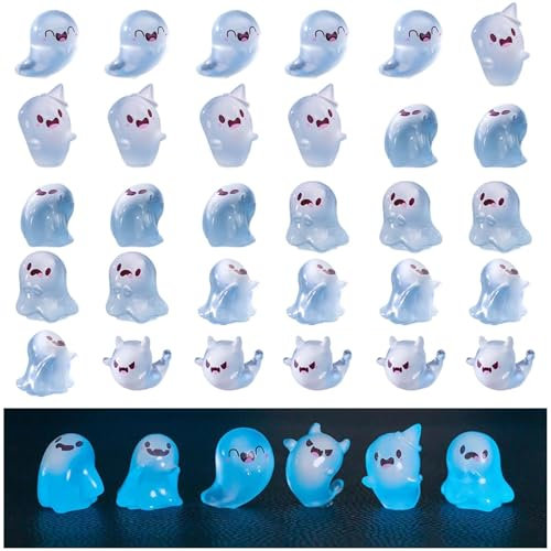 Select Zone 30 Stück Geist Mini Tiere Leuchten Mini Harz Figuren im Dunkeln Leuchtende Bunt Miniatur Figuren für Gartendeko, DIY Micro Landschaft Szenen, Heimdekorationen