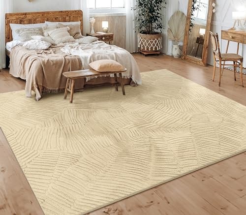 Paco Home Teppich Wohnzimmer Schlafzimmer Kurzflor Skandinavisches Boho Muster Geometrisch Rauten Motiv Einfarbig Weich Modern, Grösse:240x340 cm, Farbe:Beige 5