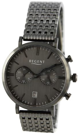REGENT Herren Armbanduhr Analog Metallarmband schwarz UR1150598 Analoguhr