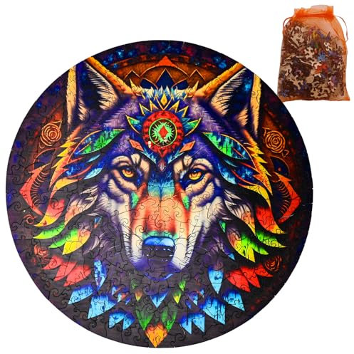 Holzpuzzle - Wolf King holzpuzzle Erwachsene, einzigartiges Tierform-Puzzle für Kinder ab 12 Jahren und Erwachsene, perfekt für Heimdekoration und Geschenke (33x43CM, 210PCS)