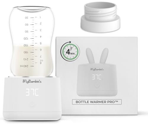 MyBambini's PRO™ Chauffe-biberon portable pour bébé, chauffe-biberon de voyage, chauffe-lait maternel, chauffe-biberon USB, pour voiture, avion compatible avec Nuk Perfect Match (blanc)
