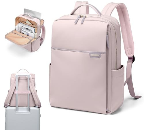 GOLF QUALITY Laptop Rucksack, Rucksack Handgepäck 16 Zoll, Rucksack Damen und Herren, Taagesrucksäcke Wasserdicht, Backpack Daypack für Schule, Fahrradfahren, Freizeit und Reise Grau Rosa