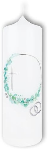 Fritz Cox Hochzeitskerze Circulo silber, 25x8cm | Qualitätskerze | in Deutschland gefertigt |tolles Geschenk zur Hochzeit |