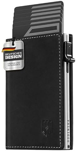 DODENSHA MagSnap Geldbörse Herren I Slim Wallet mit Münzfach I Wallets for Men für 10+ Karten I Magnetischer Verschluss portmonee Herren Slim I RFID Schutz I SchwarzSilber