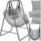 tectake® Silla Colgante Boho, Estructura De Acero, Borlas Decorativas, Cojines Gruesos, Bolsillo Lateral, Interior Y Exterior, Hamaca Sillón Colgante para Jardín, Terraza, Salón, Dormitorio - Gris