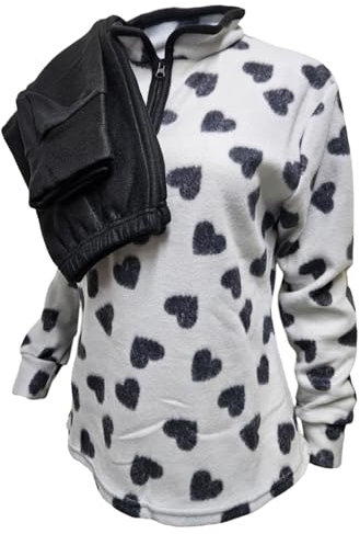 GARGIX Pigiama Donna Molto Caldo Pile Maglia E Pantalone S M L XL Invernale (IT, Testo, L, Regular, Regular, L, DP-3 Grigio)