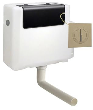 Nes Home Concealed Cistern Dual Flush Side Inlet Round Button Brushed Brass