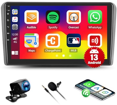 CAMECHO Android 13 2G+64G Car Radio for Audi A3 2008-2012, 9 Touchscreen Car Stereo with Wireless Carplay Android Auto Bluetooth GPS Navi WiFi Mirror Link SWC+ Backup Camera Mirror Link