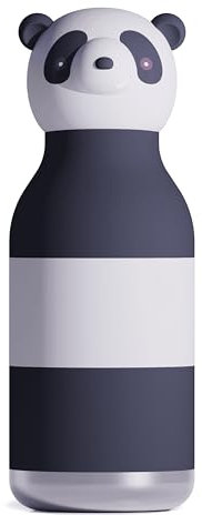 ASOBU Bestie Kindertrinkflasche mit Strohhalm – Isolierte Edelstahlflasche 420ml mit Panda-Kopf – Auslaufsicher & BPA-frei