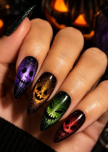 Halloween Unghie Gel Adesive UV, 20 PCS Fantasma puro Pellicola per Unghie Autoadesiva