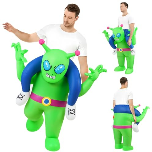 AYBUY Disfraz Inflable de alienígena, Disfraz Inflable para Adultos, Verde
