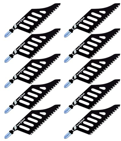 10 Stück Stichsägeblatt T-Schaft, 112mm StichsäGeblätter, Sägeblätter Stichsäge, Stichsägen Zubehör für Kork, Sperrholz, Faserplatte, Universal Kompatibel mit Bosch Renovierung und Möbel Demontage