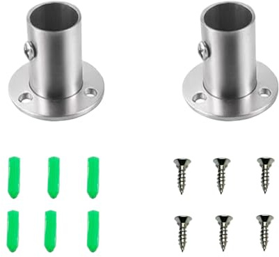 2 Stück Stangenhalterung, Flansch Kleiderstange Halterung, Edelstahl Kleiderstangenhalter, Rohrhalterung Rohrflansch Sockel für Kleiderschrank Rohr Halterung, Flansche Rohrleitung(28.5MM)