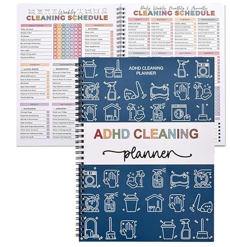 ADHD Cleaning Planner Household Cleaning Schedule Planner and Checklist Management Bundle Schedule Plan Chore Chart Notebook ADHD Daily Planners Adult Check List for Daily Weekly Monthly Organizer