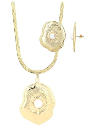 Akzent Schmuckset - Schmuck Set aus Edelstahl Für Damen in Gold, 100% Wasserfest & Hautverträglich