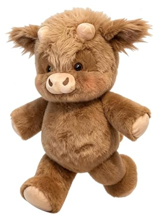 45cm Rennendes Plüschtier Kuh, Running Cow Plush, Interaktive Kuscheltier mit beweglichen Beinen, Plüsch Spielzeug Puppe Wildschwein Stofftier Geschenk Für Jungen und Mädchen (Braun Hochlandrinder)